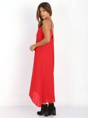 Show Me Your MuMu Red Tie-Shoulder Wide-Leg Jumpsuit